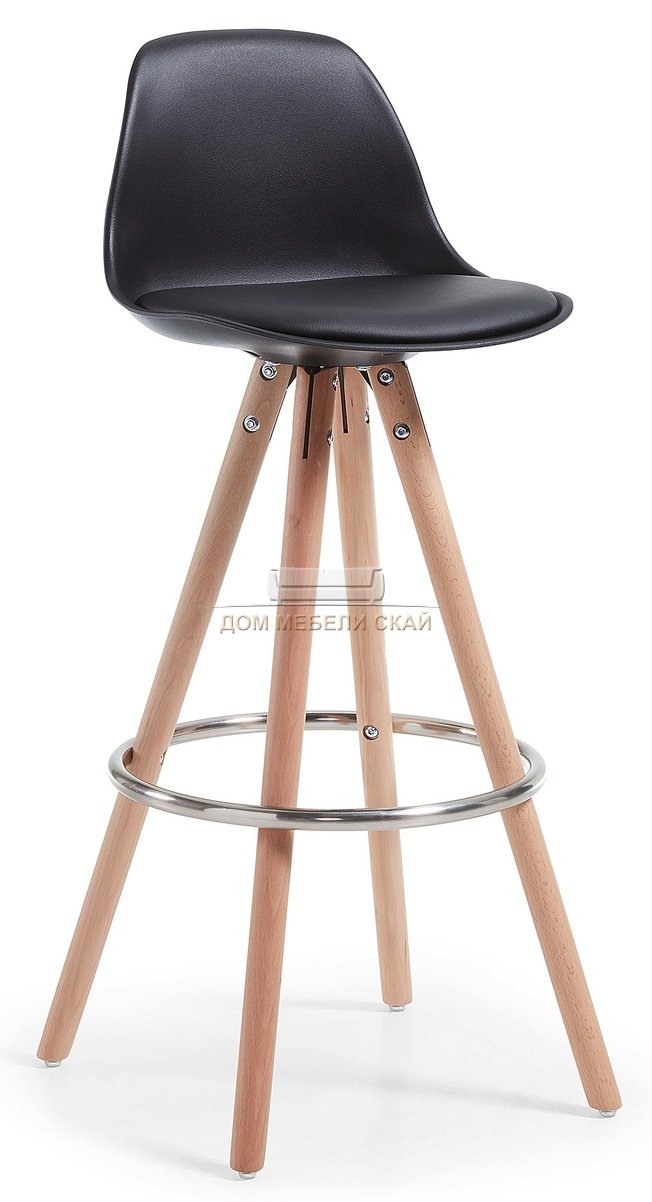 Барный стул Stag, экокожа черного цвета