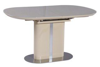 Стол обеденный раскладной DISCOVERY 140, латте сатинированное стекло