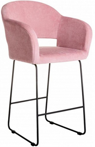 Кресло полубарное Oscar, велюровый розового цвета/линк черный
