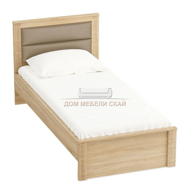 Кровать односпальная 90x200 Элана с мягкой спинкой, сонома