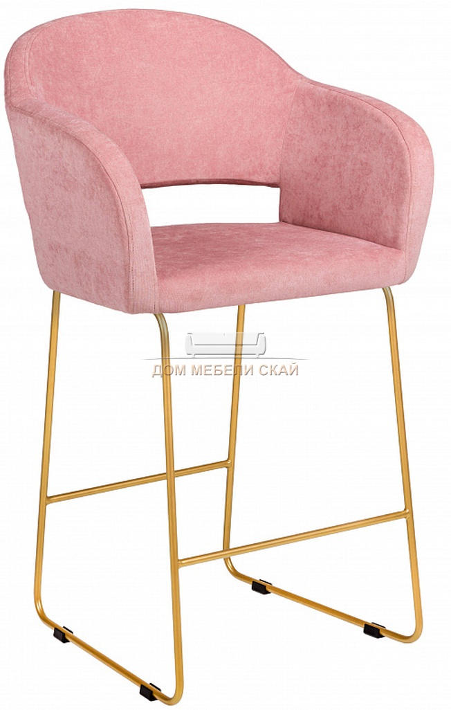 Кресло барное Oscar, велюровый розового цвета/линк золото
