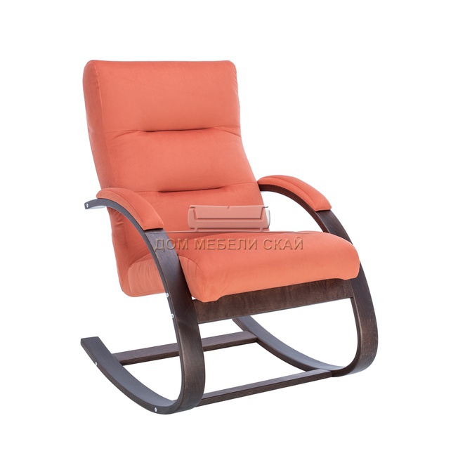 Кресло-качалка Leset Милано, велюр V39 оранжевый/орех текстура