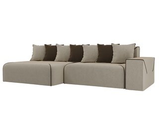 Угловой диван-кровать левый Кёльн, бежевый/коричневый/микровельвет
