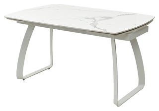Стол обеденный раздвижной LUGO 140, GLOSS STATUARIO WHITE SINTERED STONE/WHITE