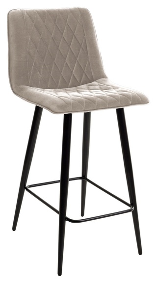 Полубарный стул Поль , велюровый серо-бежевого цвета латте #25/черный каркас