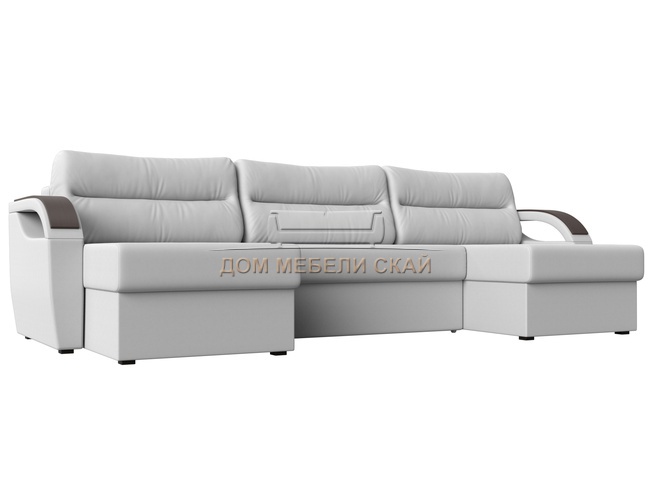 П-образный угловой диван Форсайт, белый/экокожа