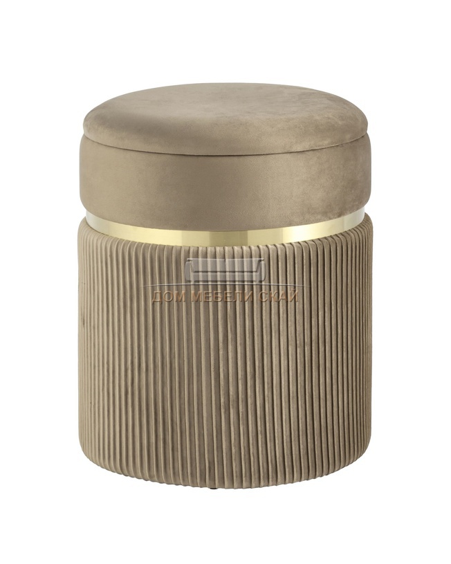 Пуф Миранда с ящиком, велюр бежевый
