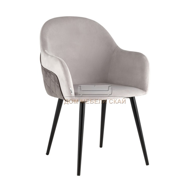 Стул Новел, велюровый светло-серого цвета/с темно-серой спинкой