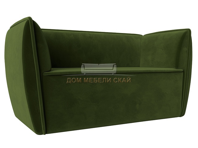 Прямой диван Бергамо 2-х местный, микровельвет зеленый