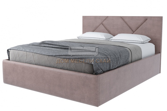Кровать двуспальная 160х200 Лима с ПМ, светло-коричневый велюр