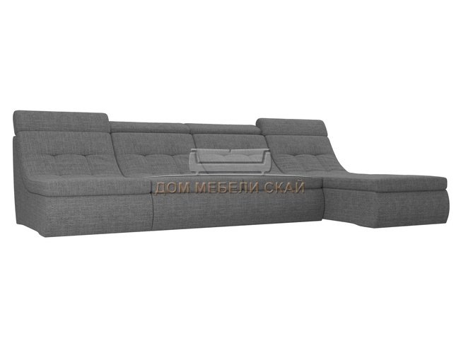 Угловой модульный диван-кровать правый Холидей Люкс, серый/рогожка