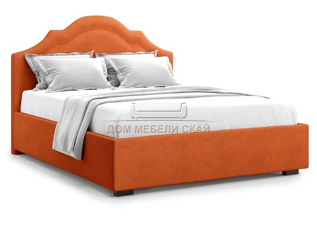 Кровать полутороспальная 140x200 Madzore с подъемным механизмом, оранжевый велюр velutto 27