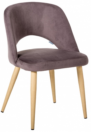 Стул-кресло Lars, велюровый темно-коричневого цвета/натуральный дуб