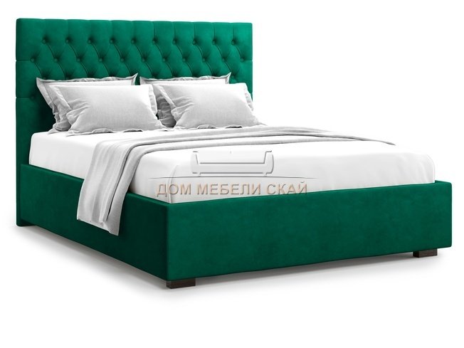 Кровать двуспальная 160x200 Nemi с подъемным механизмом, зеленый велюр velutto 33