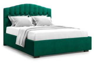 Кровать двуспальная 160x200 Lugano без подъемного механизма, зеленый велюр velutto 33