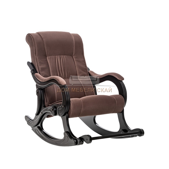 Кресло-качалка Модель 77, велюр коричневый Maxx 235/венге