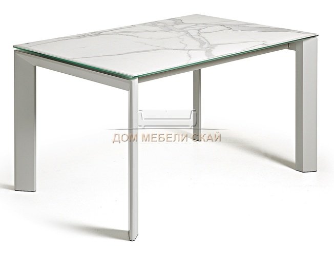 Стол обеденный раздвижной Atta 160(220)x90 серый, фарфор kalos белый CC0183K05