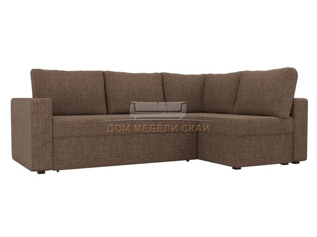 Угловой диван-кровать правый Оливер, коричневый/рогожка