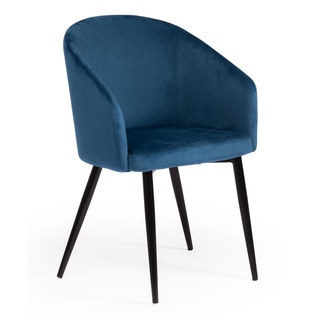 Кресло LA FONTAIN, вельвет синего цвета/черный