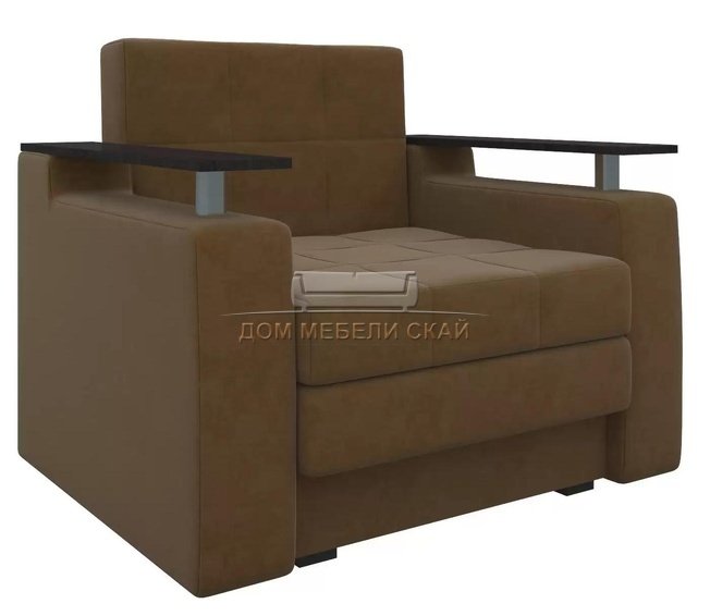 Кресло-кровать Мираж, коричневое/микровельвет
