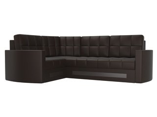Угловой диван-кровать левый Белла, коричневый/экокожа