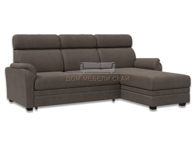 Угловой диван-кровать Омега 2-1, серо-коричневый велюр