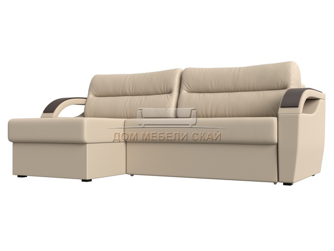 Угловой диван-кровать левый Форсайт, бежевый/экокожа