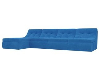 Угловой модульный диван-кровать левый Холидей, голубой/велюр
