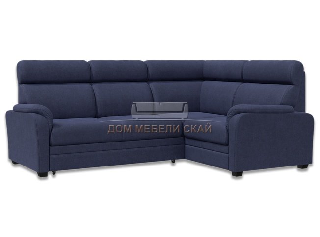 Угловой диван-кровать Омега 3-1, темно-синий велюр