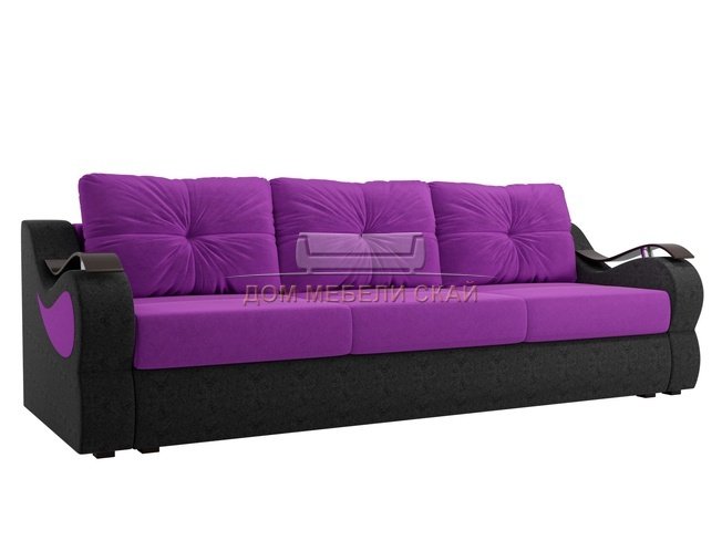 Диван-кровать Меркурий еврокнижка, фиолетовый/черный/микровельвет
