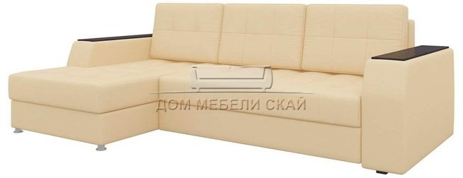 Угловой диван-кровать левый Эмир Б/С, бежевый/экокожа