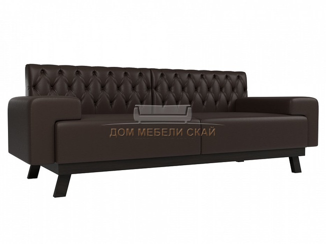 Прямой диван Мюнхен Люкс, коричневая экокожа