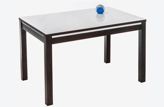 Стол обеденный раскладной TEMPO 136, стекло белое матовое/венге