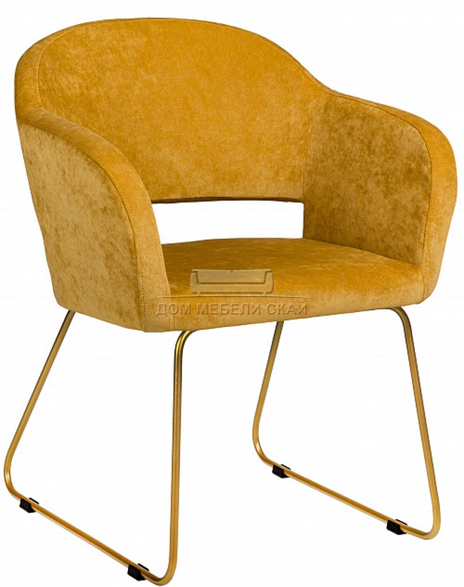 Стул-кресло Oscar, велюровый жёлтого цвета/линк золото