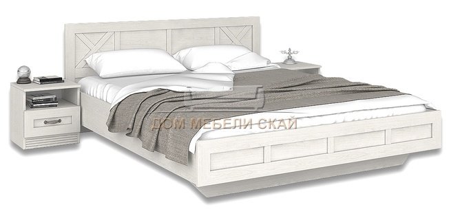 Кровать Лозанна 1600 с тумбами, дуб белый