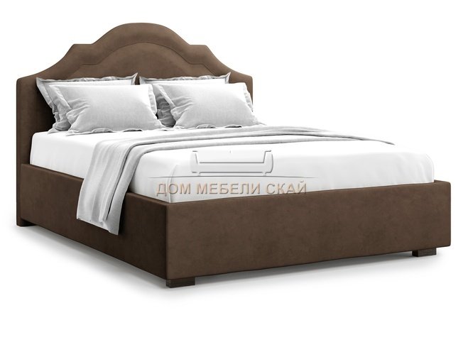 Кровать полутороспальная 140x200 Madzore с подъемным механизмом, шоколадный велюр velutto 23