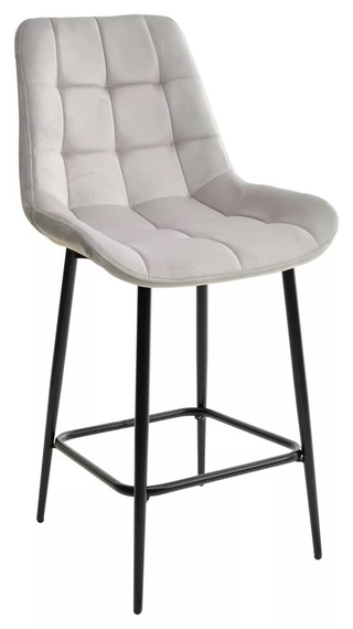 Барный стул ХОФМАН, велюровый светло-серого цвета H-09/черный каркас