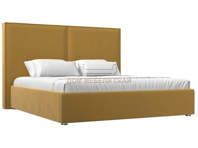 Кровать двуспальная 160x200 Аура с ПМ, желтый микровельвет
