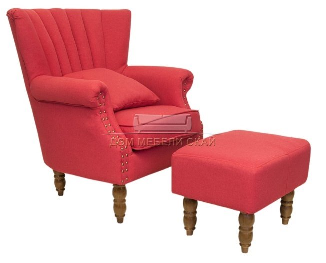 Кресло с пуфом Lab, red