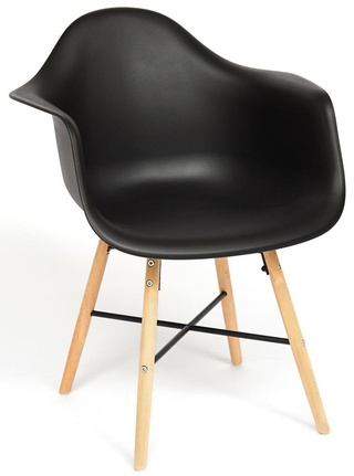 Кресло CINDY EAMES mod. 919, пластиковый черного цвета/натуральный