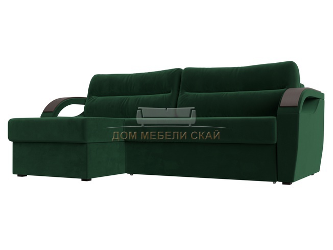 Угловой диван-кровать левый Форсайт, зеленый/велюр