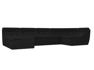 П-образный угловой диван Холидей, черный/велюр