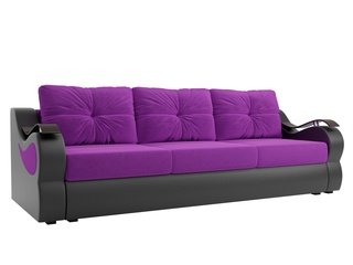 Диван-кровать Меркурий еврокнижка, фиолетовый/черный/микровельвет/экокожа