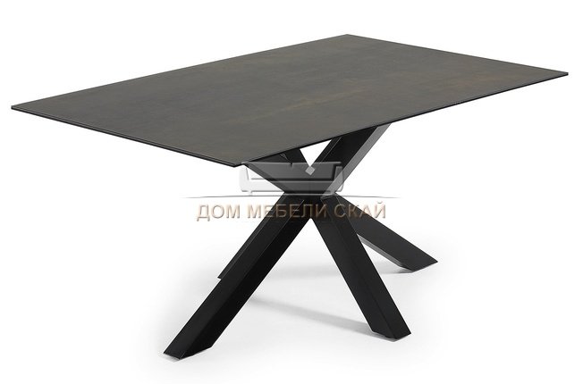 Стол обеденный Arya 160x90, черный каркас/фарфоровый чугунный мох C436K09