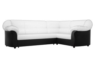 Угловой диван-кровать правый Карнелла, белый/черный/экокожа