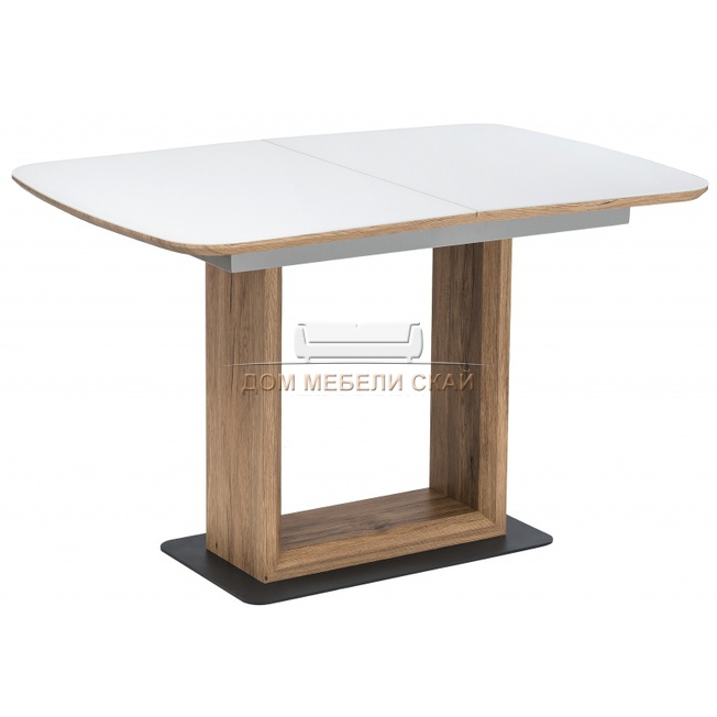 Стол обеденный раскладной Алан, белый/дуб монтана