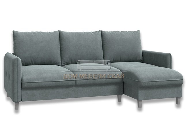 Угловой диван-кровать Лофт компакт, серый велюр