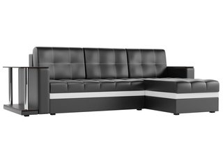 Угловой диван-кровать правый Атланта М, черный/экокожа