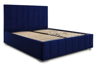 Кровать двуспальная 180х200 Пассаж 2 с ПМ, темно-синий велюр