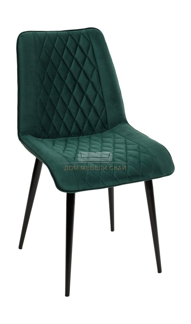 Стул Поль, велюровый зеленого цвета #19/черный